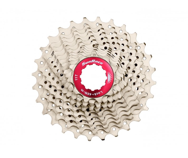 Cassette SunRace CSRX1 11v. 11-32 Plata-Rojo Aluminio-Metal