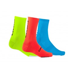 Calcetines Giro Hrc Team (3Unds) Azul/Amarillo Flúor/Naranja