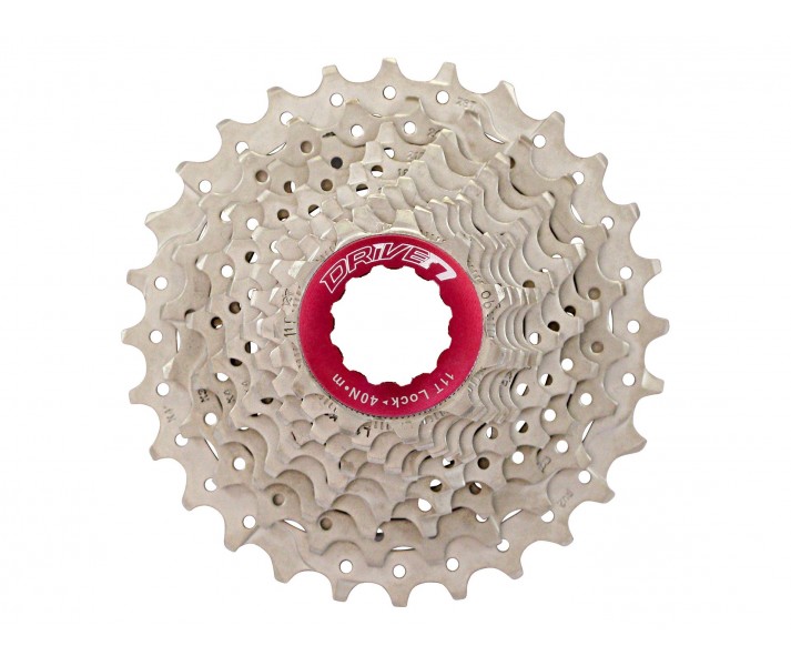 Cassette SunRace CSRX0 10v. 11-25 Plata-Rojo Aluminio-Metal