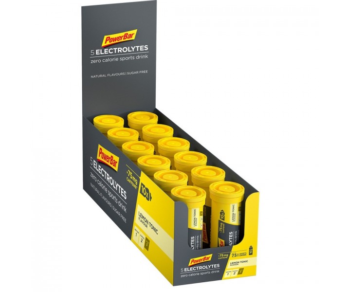 Caja Bebidas Isotónica Powerbar 5 Electrolytes en Tubo sabor Limón-Tónica 12 ud.