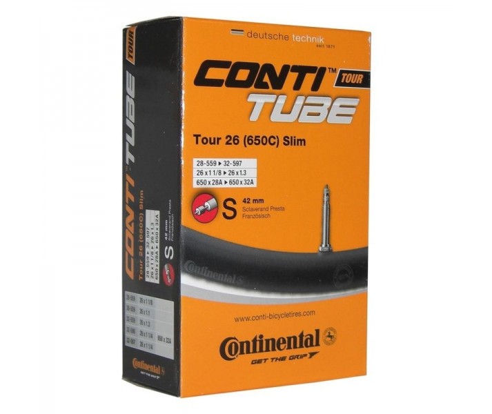 Camara Continental 26X1 1/4'' Tour Slim Schrader Negro 42Mm