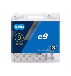 Cadena KMC E-Bike E9 122 Eslabones 9V Cromado Plata