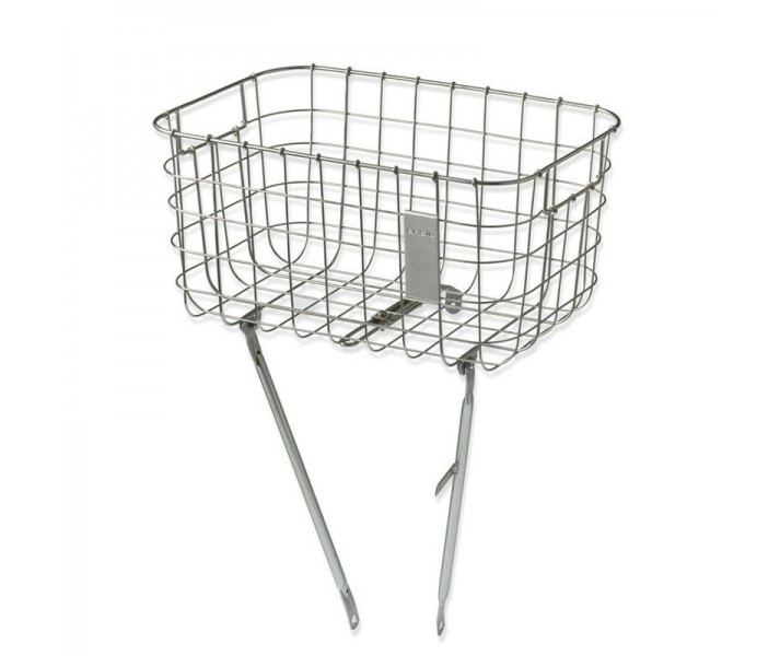 Cesto Delantero Basil Robin Malla Acero Con Soportes 27L Plata