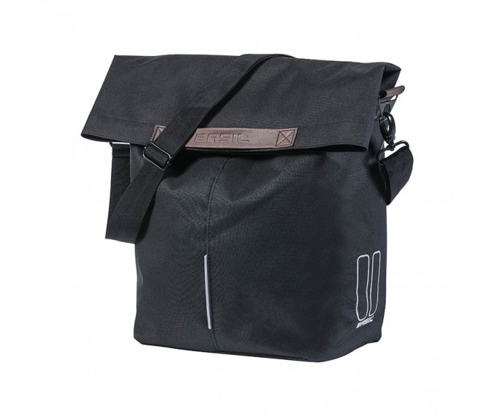 Bolsa Trasera Basil City Shopper Reflectante Impermeable Negro 14-16L