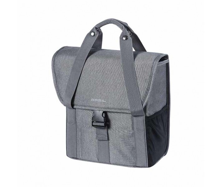 Bolsa Única Basil Go Single Grey Melee Con Líneas Reflectantes 16 L