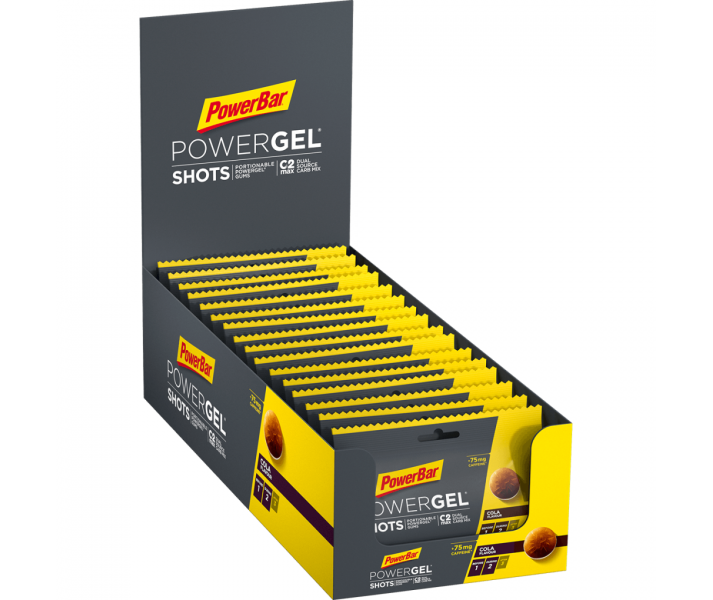 Caja  24 unidades Gominolas Powerbar PowerGel Shots Sabor Cola Cafeina