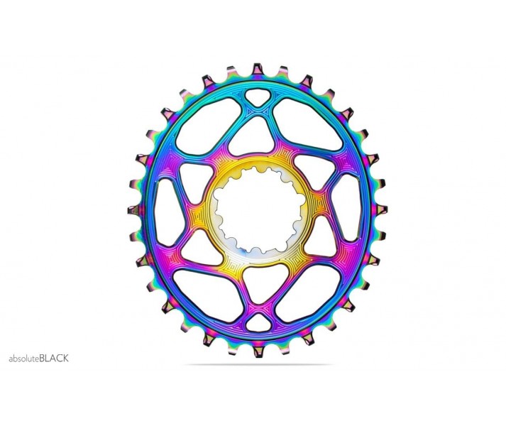 Plato Absolute Black Sram DM Boost 148 Oval 3mm Offset Rainbow