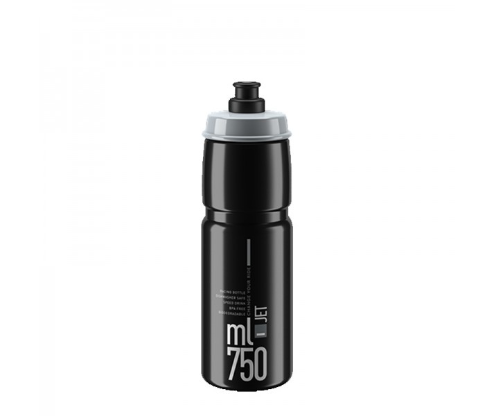 Bidón Elite Jet 750Ml Negro Logo Gris