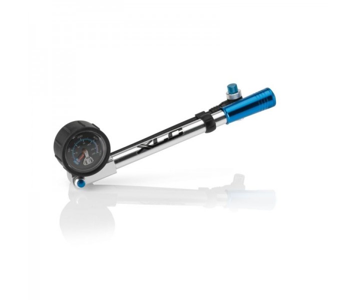 Hinchador Horquilla Suspension XLC Highairpro Manometro/Racor Plata/Azul