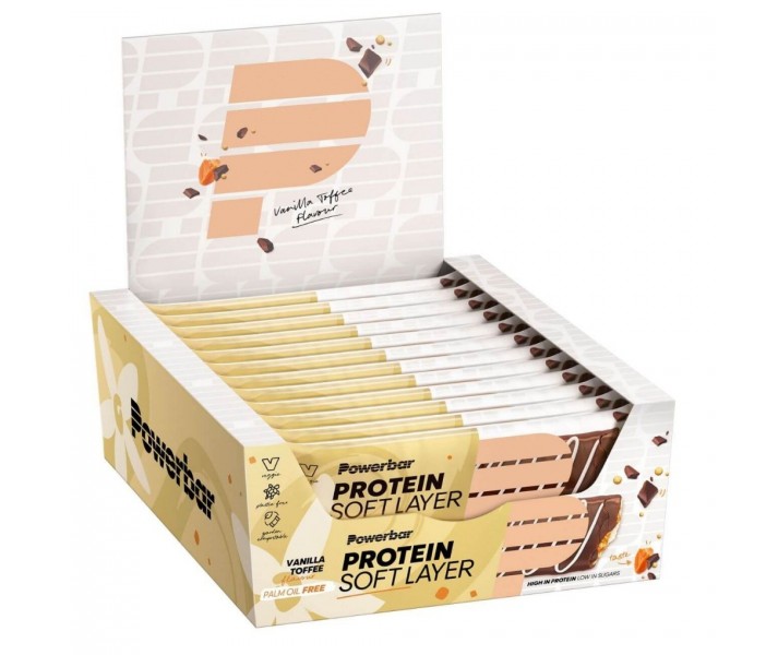 Caja Barritas PowerBar Protein Soft Layer Vainilla Toffee 12 ud x 40gr