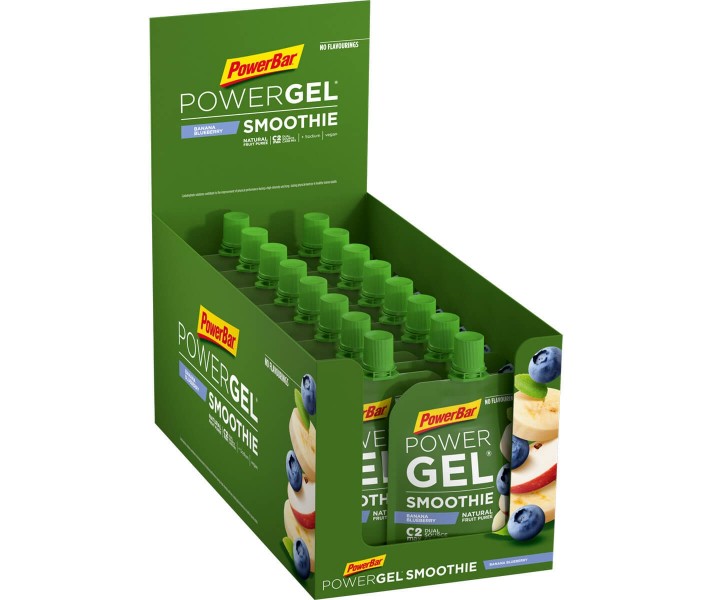 Caja Geles PowerBar PowerGel Smoothies Plátano Arándano 16 ud * 90 gr