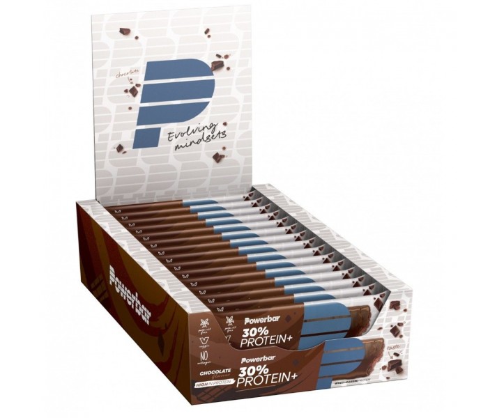 Caja Barritas de Proteínas Powerbar Protein Plus 30% sabor Chocolate 15 ud.55gr.